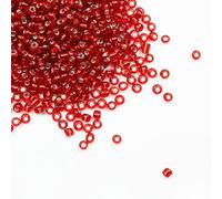 Tibaoffy Rosso trasparente con rivestimento in argento Perline Dimensione 6/0 Perle di Vetro del Seme dei Mestieri 4 mm per la Fabbricazione dei Gioielli (Totale Circa 100g Circa 1200 Grani )