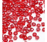 Tibaoffy Rosso Trasparente Luminoso Perline Dimensione 6/0 Perle di Vetro del Seme dei Mestieri 4 mm per la Fabbricazione dei Gioielli (Totale Circa 100g Circa 1200 Grani )