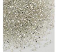 Tibaoffy Trasparente con rivestimento in argento Perline in vetro misura 12/0, 2 mm, per la creazione di gioielli (totale circa 100 g, circa 11000 grani )