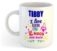 Tibby - I Love You To The Moon And Back Tazza Blu - Divertente Detto Valentine