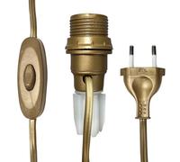 Tibelec 859130 - Adattatore a bottiglia E14, con interruttore + spina, colore: oro
