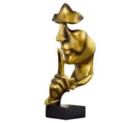 Tibeoyad Il silenzio è oro, statua per scaffale da ufficio, decorazione da tavolo, statua d'arte astratta, ornamento per la casa, scultura creativa in resina (dorato)