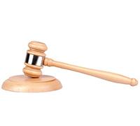 Tiberham Martelletto di Legno e Blocchi Sonori, Martello di Legno Artigianale con Blocco Rotondo per Vendita All'Asta di Studenti Avvocati Giudici