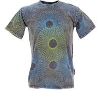 Tibet & Buddhist Art T-Shirt Fusion Mandala Stonewash Antracite/Arancione, nero/blu, S
