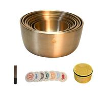 Tibet-Nepal Singing Bowl Set Pure Copper Surface Zen Design 7 Sets Easy To Carry 7.8-13.7Cm Set Sound Pure Suitable For Yoga Meditation And Decoration With Washers And Percussion Sticks
