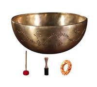 Tibet Nepal Thickening Lingroot Carving Bowl Large Diameter Design Pure Copper 22-28Cm Size Optional Tone Pure Suitable For Yoga Meditation And Decoration With Washers An(Un Colore - 27-28 Cm)