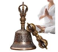 Tibetan Bells, Handmade Bell and Bajra Set, Buddhist Altar Dorje Vajra Handbell for Meditation, Temple, Wedding, Kitchen, Holiday Decoration, Small, Medium, Large, 1 pezzo