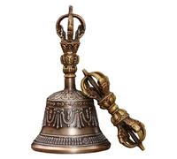 Tibetan Bells, Mini Bajra Bell Set, Handmade Dorje Vajra Handbell with Rich Tones, Spiritual Dharma, Ideal for Buddhist Altar, Temple, Wedding, Meditation Ceremony Use, 14.5x7.3cm