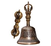 Tibetan Bells, Mini Bell Bajra Set, Handmade Dorje Vajra, Autentico Singing Sound, Decorative Altar Object, Brass Finish, Ideal for Temple, Wedding, Kitchen Decor Small to Large