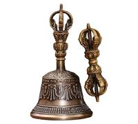 Tibetan Bells, Mini Bell Bajra Set, Handmade Dorje Vajra, Autentico Singing Sound, Decorative Altar Object, Brass Finish, Ideal for Temple, Wedding, Kitchen Decor Small to Large