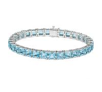 Tibetan Silver Bracciale Tennis Donna Argento 925 con Topazio Blu Quadrato, Design Geometrico Moderno, Eleganza Artigianale, Gioiello Fatto a Mano, Stile Contemporaneo Fashion Luxury
