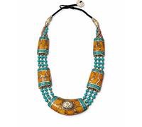 Tibetan Silver Choker Boho Statement Collana Artigianale Turchese Ambra