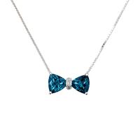 Tibetan Silver Collana donna fiocco in argento 925 con topazio blu London e zirconi regolabile 40-45 cm gioiello artigianale fatto a mano design moderno fashion luxury boho chic elegante raffinato