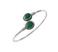 Tibetan Silver Fatto a Mano Polsino Braccialetto per Donne Tribale Design Placcato Argento Pietra Preziosa Naturale di Malachite Moda di Design Braccialetto Feste Boho Gioielli
