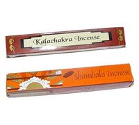 Tibetano Kalachakra Incenso e Shambala Incenso - Commercio Equo Solidale Originale Rollato A Mano Bastoncini Incenso Tibetano (Dhoop) Pacco Doppio - ogni pacco contiene circa 20 bastoncini, Ogni bastoncino è di circa 15 cm di lunghezza