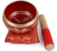 tibetano meditazione ciotola canto OM mani/cuscino/Mallet (10,2 cm, rosso)