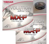Tibhar Evolution MX-P - Rivestimento per ping pong in confezione da 2 pezzi, con nastro per bordi TT-Shop Ostalb da 50 cm (2,0 mm)