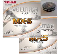 Tibhar Evolution MX-S - Rivestimento per ping-pong in confezione da 2 pezzi, con nastro TT-Shop Ostalb da 50 cm