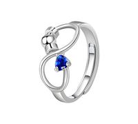 Tibond Anello da pollice in argento con pietra portafortuna per donne e ragazze, regalo per ansia, anello antistress con perline, anello regolabile con zirconia cubica, per fidanzata, figlia, mamma