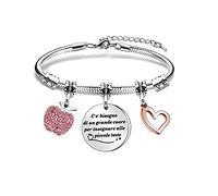 Tibond Bracciale Insegnante Braccialetto da Donna C'è bisogno di un grande cuore per Insegnare alle Piccole Teste Regalo di Festa dell'insegnante per Maestra (C'E)