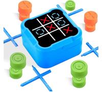 Tic Tac Toe, Gioco Tris Elettronico,Portatili Giochi di Puzzle Smart,Console Portatile per Puzzle 5 in 1, Regali di Giochi da Tavolo per Bambini e Adulti (Blu)