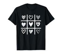Tic Tac Toe Love Hearts Valentine Sweetheart Design Minimal Maglietta