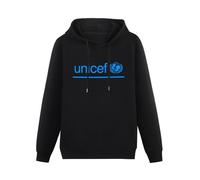 TICABIN UNICEF Who Logo Mens Hoodies Casual Cotton Unisex Black Sweatshirts XXL