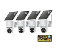 Tical 4MP Telecamera Solare WiFi Esterno Registrazione 24/7 | 360° PTZ Videocamera Wi-Fi Esterno a Batteria, Rilevamento AI e Visione Notturna, solo Wi-Fi a 2,4 GHz, 4Pcs