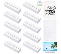 Ticeed 10 Pezzi Portacarte Segnaposto in Legno, Porta Carte in Legno Segnatavolo Bianco Set di Portacartello con 20 Schede e 1 Adesivo