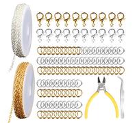 Ticeed 124 pcs Catene per Creazione di Gioielli Catena Portacavi Placcata con Moschettone Catena Collana Fai Da Te con Anelli di Salto Collana a Maglie con Fermagli per Aragosta 5M(rotolo),2 * 3mm