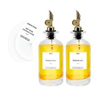 Ticeed 2 Pezzi Dispenser di Olio, Dispenser di Olio 350ml Bottiglie di Olio e Aceto per Cucina Bottiglia per Olio in Vetro con Imbuto e 40 Adesivi