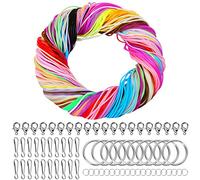 Ticeed 200 Pcs Scoubidou Fili 1.8mm, 20 Colori Nastri Scooby Doo Corde Plastica per DIY 1m con Gancio e Anello,Anello di Ferro e Chiusura Aragosta per Fai da Te (Stile 1)