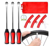 Ticeed 3 Pezzi Leva di Montaggio per Pneumatici, Kit di Leva Gomme Leva a Cucchiaio in Acciaio per Moto con 3 Protezione del Cerchio per Cambio e Riparazione dei Pneumatici Motocicli Auto Bicicletta