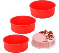 Ticeed 3PCS Tortiera in Silicone per Dolci - Stampi da Forno Rotondi per Torte e Cake - Tortiere Rotonde a Strati per la Cottura