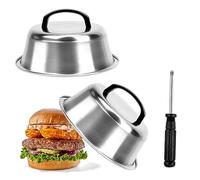 Ticeed Cloche per Hamburger, 2 Set di Bistecche per Hamburger 22cm Cappe per Hamburger Campana in Acciaio Inox Copertura per Hamburger, Bistecca, Cheeseburger, Barbecue