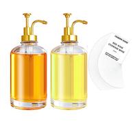 Ticeed Erogatori di Sciroppo di Caffè, 2 Pezzi Bottiglia di Olio d'Oliva Erogatore a Pompa per Bar Bottiglie di Aceto 16.9 oz 500ml, con 45 Adesivi e Imbuto