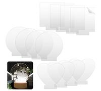 Ticeed Pannelli in Acrilico Trasparente, 12 Pezzi Base a Led per Pannello Fai da Te 2mm Foglio di Espositore LED, Rontondo, Quadrato e Cuore