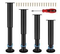 Ticeed Piedini per Mobili Regolabili, 4 Pcs Gambe per Mobili in Acciaio Kit di Gamba per Mobili 18-30cm Nero Piedini per Armadio Letto Divano