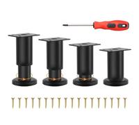 Ticeed Piedini per Mobili Regolabili, 4 Pcs Gambe per Mobili in Acciaio Kit di Gamba per Mobili 8-12cm Nero Piedini per Armadio Letto Divano