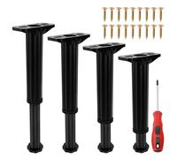 Ticeed Piedini per Mobili Regolabili, 4 Pcs Gambe per Mobili in Plastica Kit di Gamba per Mobili 19.2-30cm Nero Piedini per Armadio Letto Divano