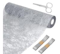 Ticeed Runner Tavola 30 CM x 20 M in Argento, Runner Tavola Moderno Nastro Argento, Runner Davola per Matrimoni, Baby Shower Natale Halloween e Feste Compleanno di Decorazioni