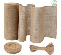 Ticeed Set Runner da Tavola in Iuta, Runner Juta 30cm*10m + Corda di Juta+ Rotolo di Lino, Runner in Tela Naturale Decorazione per Matrimonio Eventi Festa Casa