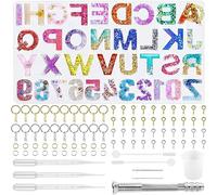 Ticeed Set Stampi Resina Epossidica Numero, Fai da Te Stampi in silicone con Alfabeto Lettere Decorazione Stampi in Resina con Utensili e Accessori, per Portachiavi Civico Gioielli Ciondolo