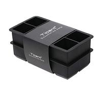 Ticent & Co. - Stampo per cubetti di Ghiaccio Quadrati in Silicone, per Whisky, Confezione da 2, 2 Pezzi, Colore: Nero