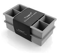 Ticent - Stampo grande in silicone per cubetti di ghiaccio (confezione da 2), flessibile, 8 cavità, 5,1 cm, per whisky e cocktail, grigio