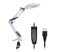 TICFOX 5X Magnifying Glass Desk Lamp Magnifier LED Light Foldable Reading Lamp with Three Dimming Modes USB Power Supply (4)