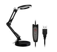 TICFOX 5X Magnifying Glass Desk Lamp Magnifier LED Light Foldable Reading Lamp with Three Dimming Modes USB Power Supply (1)