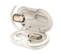 TICFOX Auricolari aperti H06 Auricolari wireless Bluetooth con cancellazione del rumore ENC Microfono integrato Auricolari sportivi BT 5.4 per allenamenti di corsa 25 ore di riprod (Beige)