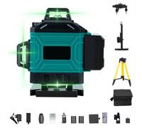 TICFOX Livella Laser Autolivellante 16 Linee, 4x360° Professionale Livello Laser Verde luminosità regolabile IP54 impermeabile batteria 4800 mAh laser a linee per lavori edili e fai da te