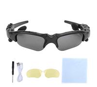 TICFOX Occhiali sole Bluetooth Occhiali polarizzati eleganti e intelligenti senza fili con auricolari integrati per chiamate musicali Sport Guida Android iOS Nero Blu Giallo (Lente nera + gialla +